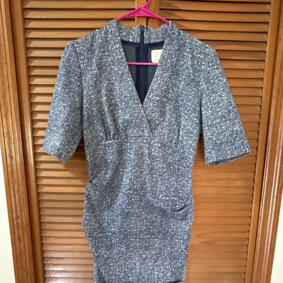 Nicole Miller Short-Sleeve Ruched Printed Ponte Dress - Picture 4 of 7